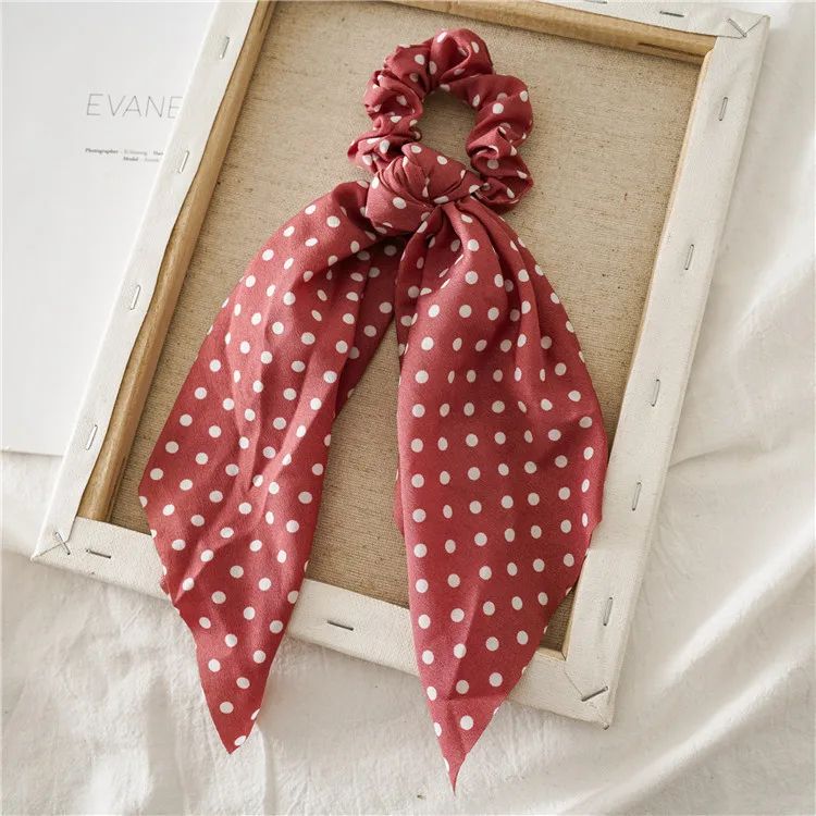 Leopard Print Bow Satin Hair Tie Scrunchies - Elastic Ponytail Band for Women & Girls