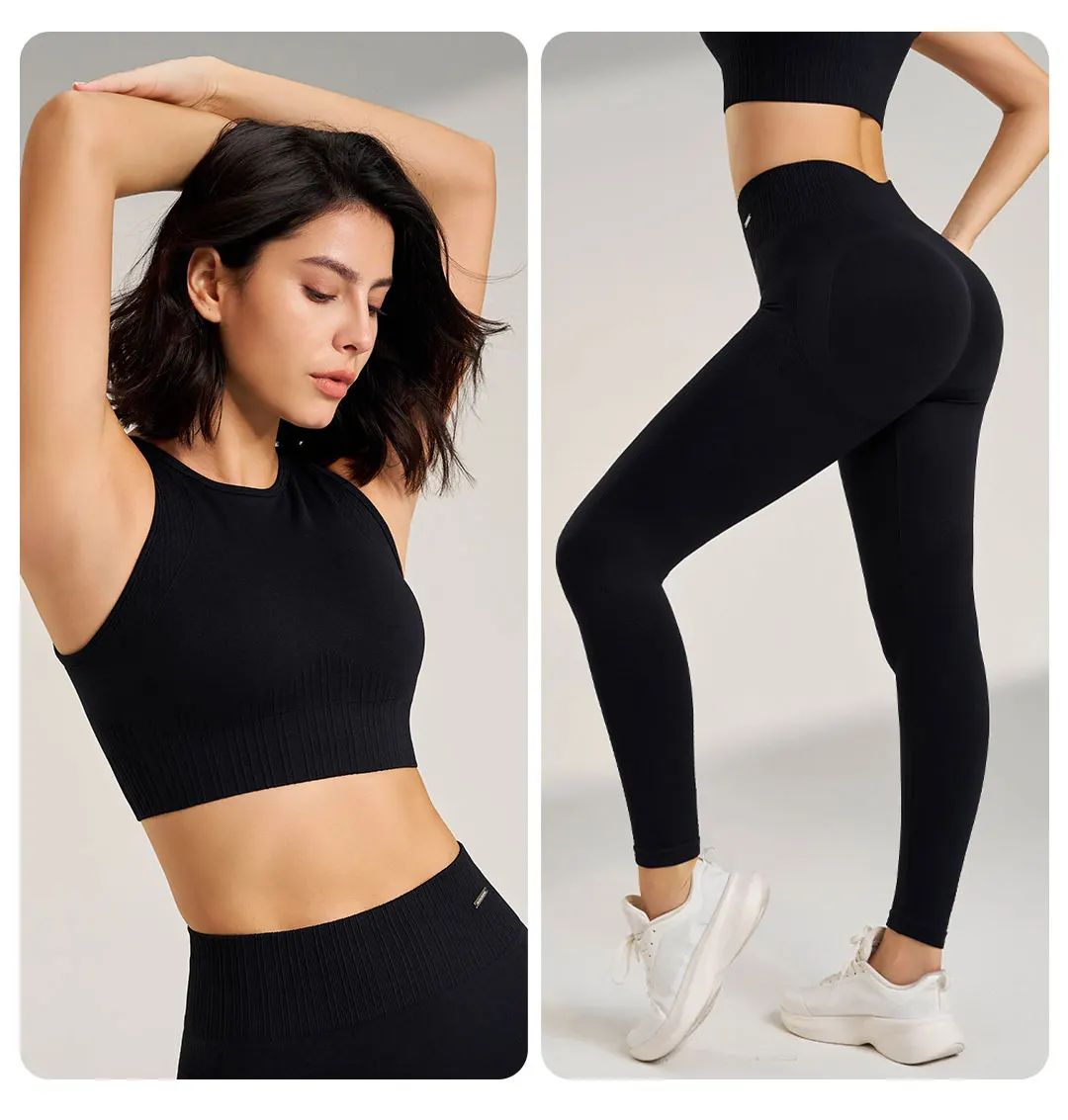 Women’s High-Waisted Yoga Set – Seamless Leggings & Top for Fitness
