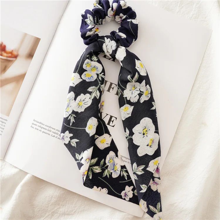 Leopard Print Bow Satin Hair Tie Scrunchies - Elastic Ponytail Band for Women & Girls