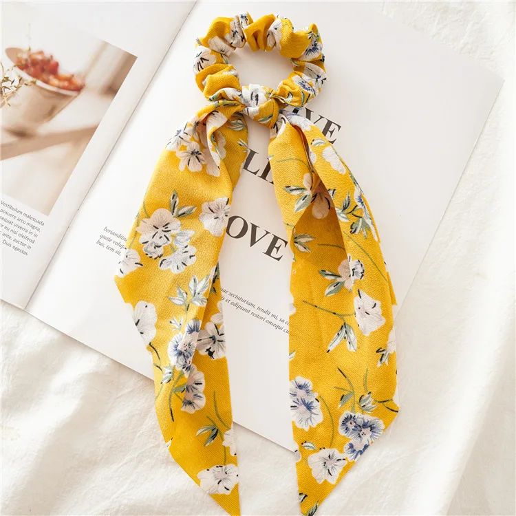 Leopard Print Bow Satin Hair Tie Scrunchies - Elastic Ponytail Band for Women & Girls
