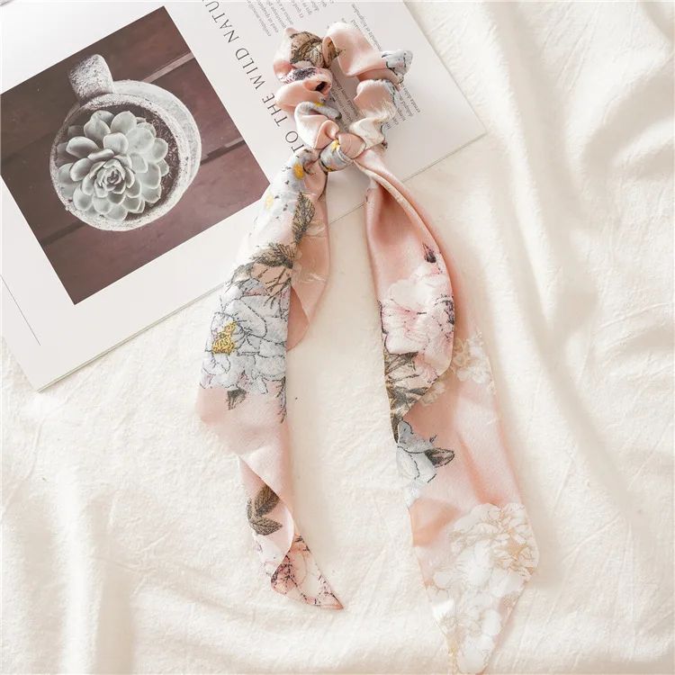 Leopard Print Bow Satin Hair Tie Scrunchies - Elastic Ponytail Band for Women & Girls