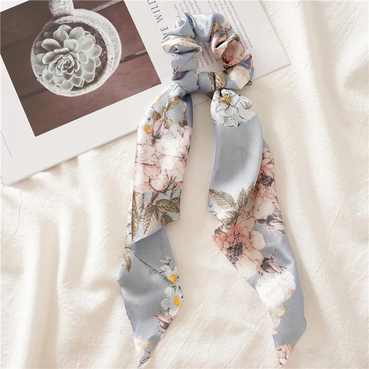 Leopard Print Bow Satin Hair Tie Scrunchies - Elastic Ponytail Band for Women & Girls
