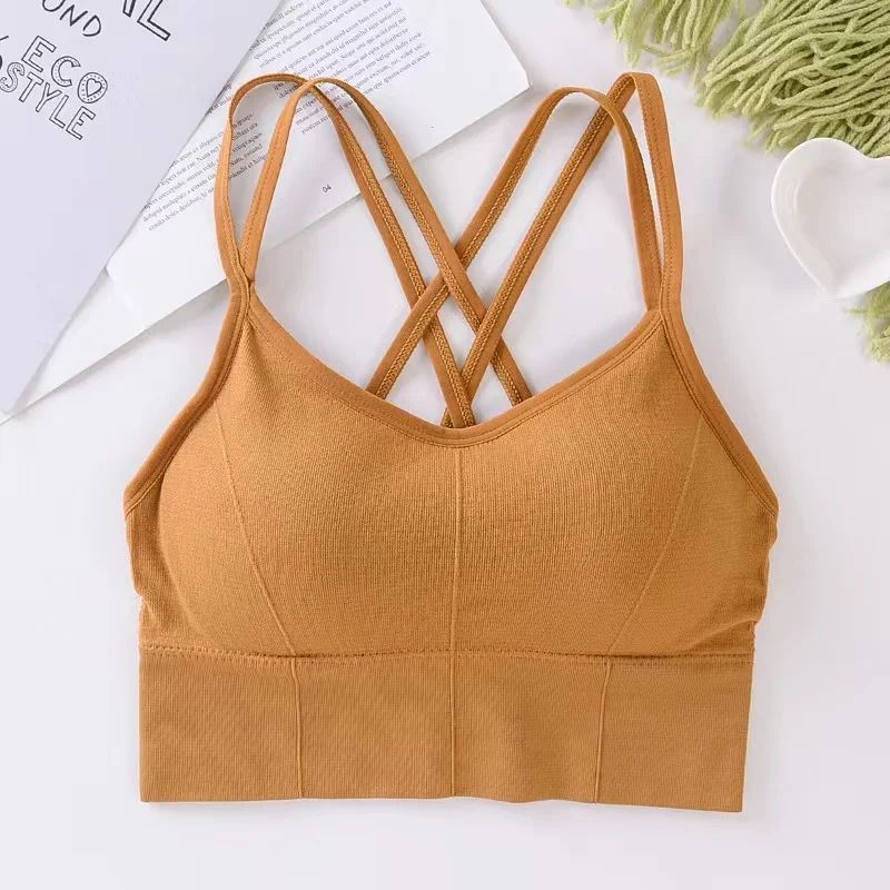 Sexy Back Cross Strap Sports Bra - Push-Up, Breathable, Soft Yoga Top