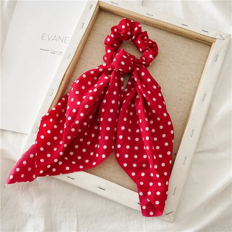 Leopard Print Bow Satin Hair Tie Scrunchies - Elastic Ponytail Band for Women & Girls