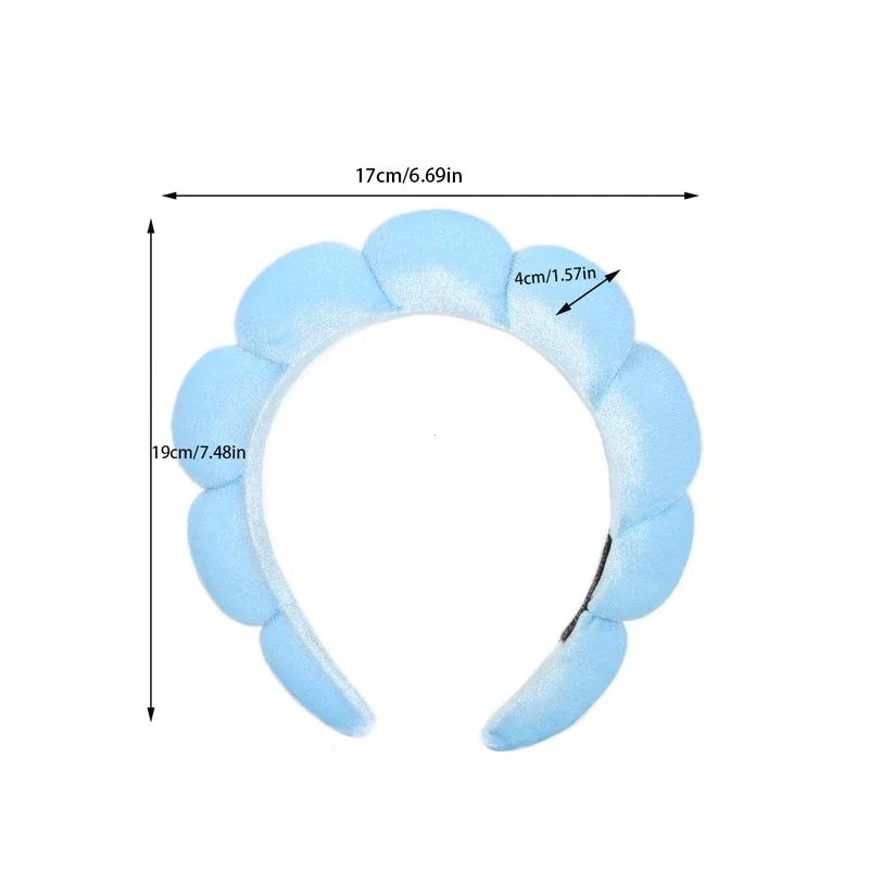 Fashion Sponge Headband for Women - Puffy Hair Band, Retro Terry Cloth Makeup Hair Accessory