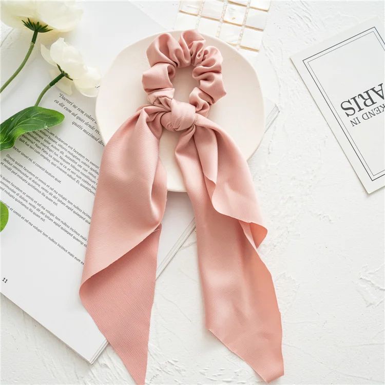 Leopard Print Bow Satin Hair Tie Scrunchies - Elastic Ponytail Band for Women & Girls