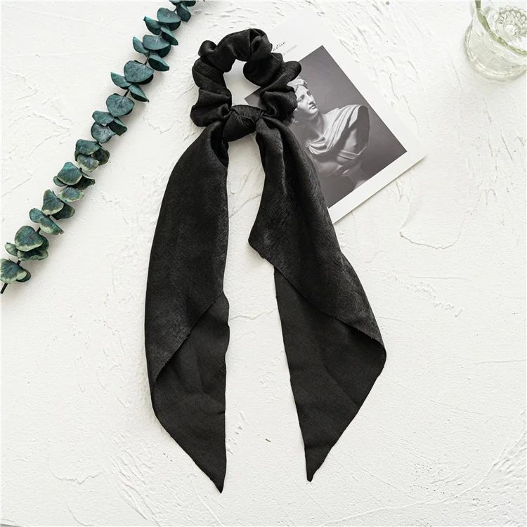 Leopard Print Bow Satin Hair Tie Scrunchies - Elastic Ponytail Band for Women & Girls