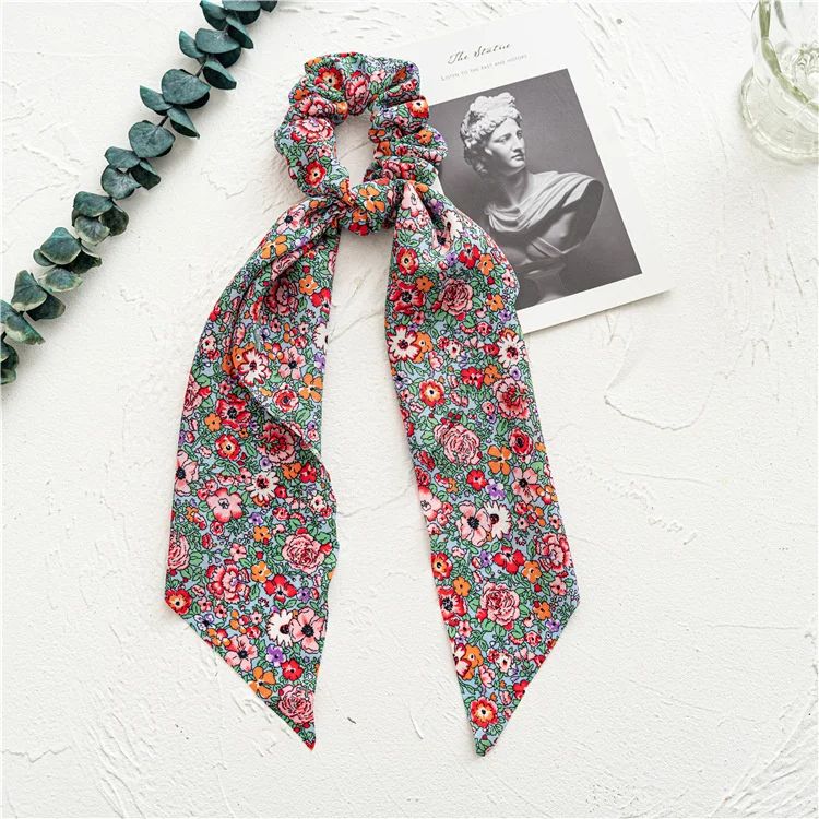 Leopard Print Bow Satin Hair Tie Scrunchies - Elastic Ponytail Band for Women & Girls