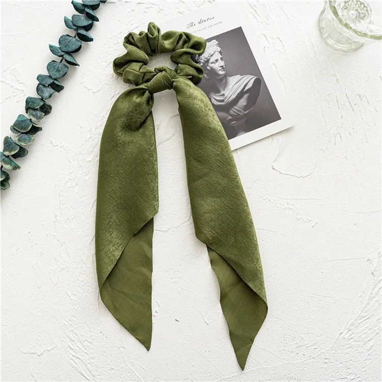Leopard Print Bow Satin Hair Tie Scrunchies - Elastic Ponytail Band for Women & Girls