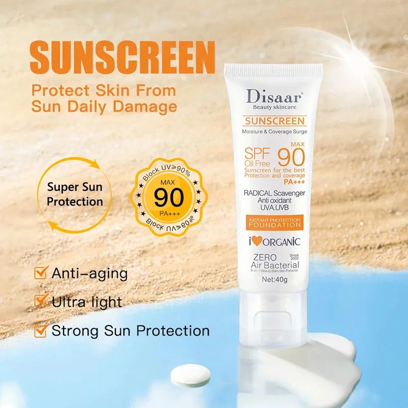 Disaar Sunscreen Cream SPF 90 - UV Protection, Moisturizing Sunblock for Face & Body