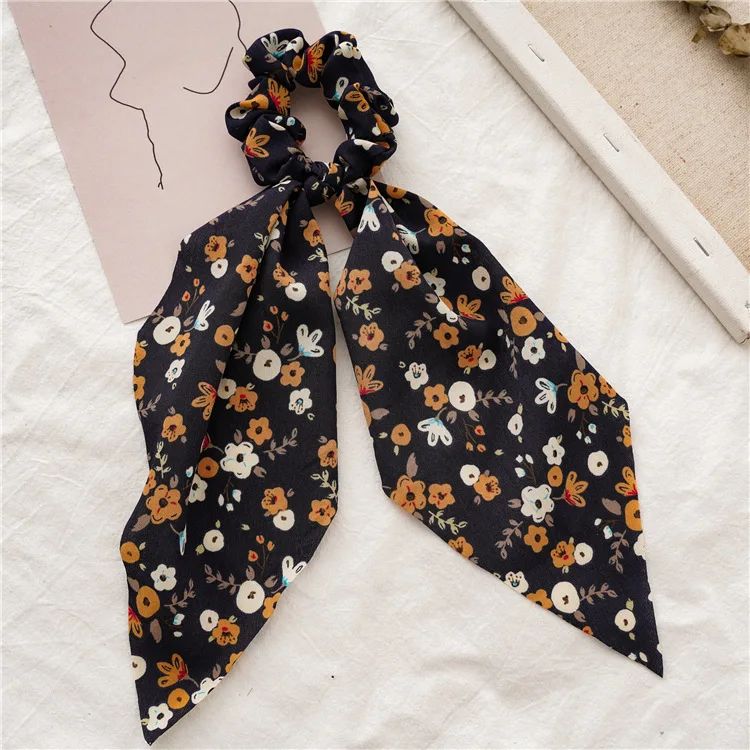 Leopard Print Bow Satin Hair Tie Scrunchies - Elastic Ponytail Band for Women & Girls