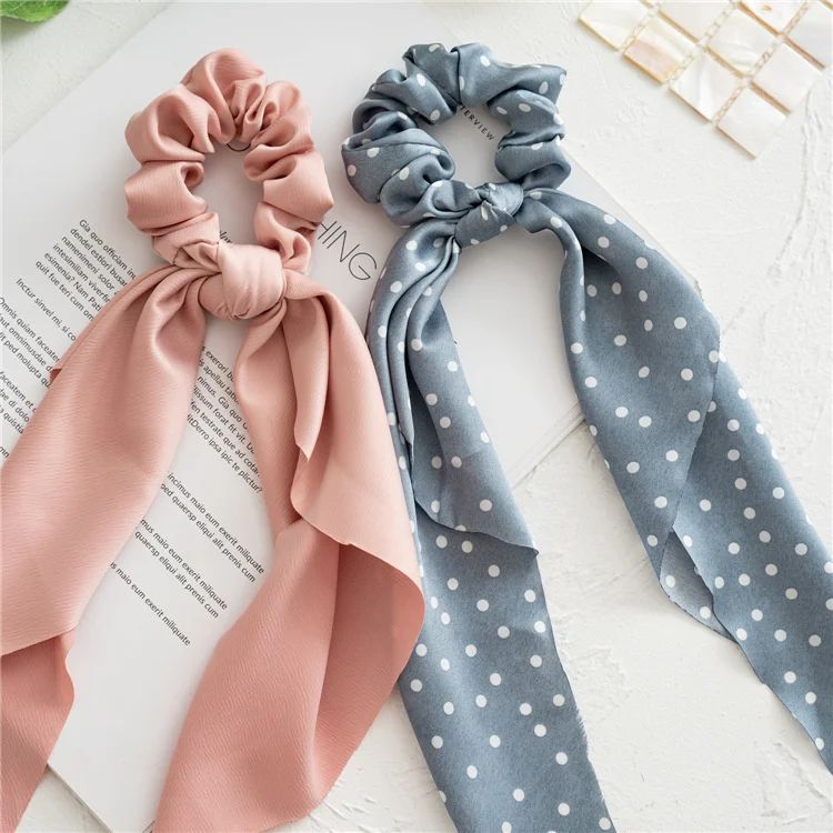 Leopard Print Bow Satin Hair Tie Scrunchies - Elastic Ponytail Band for Women & Girls