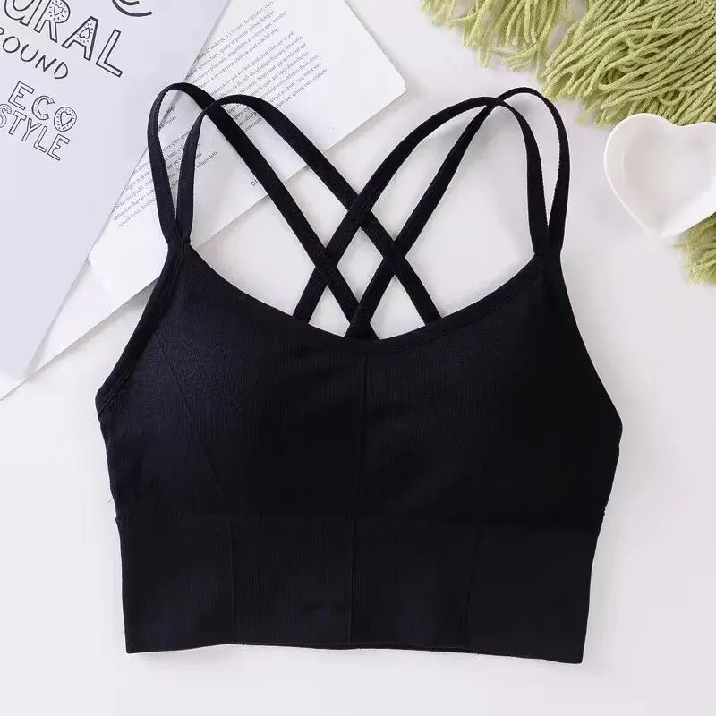 Sexy Back Cross Strap Sports Bra - Push-Up, Breathable, Soft Yoga Top