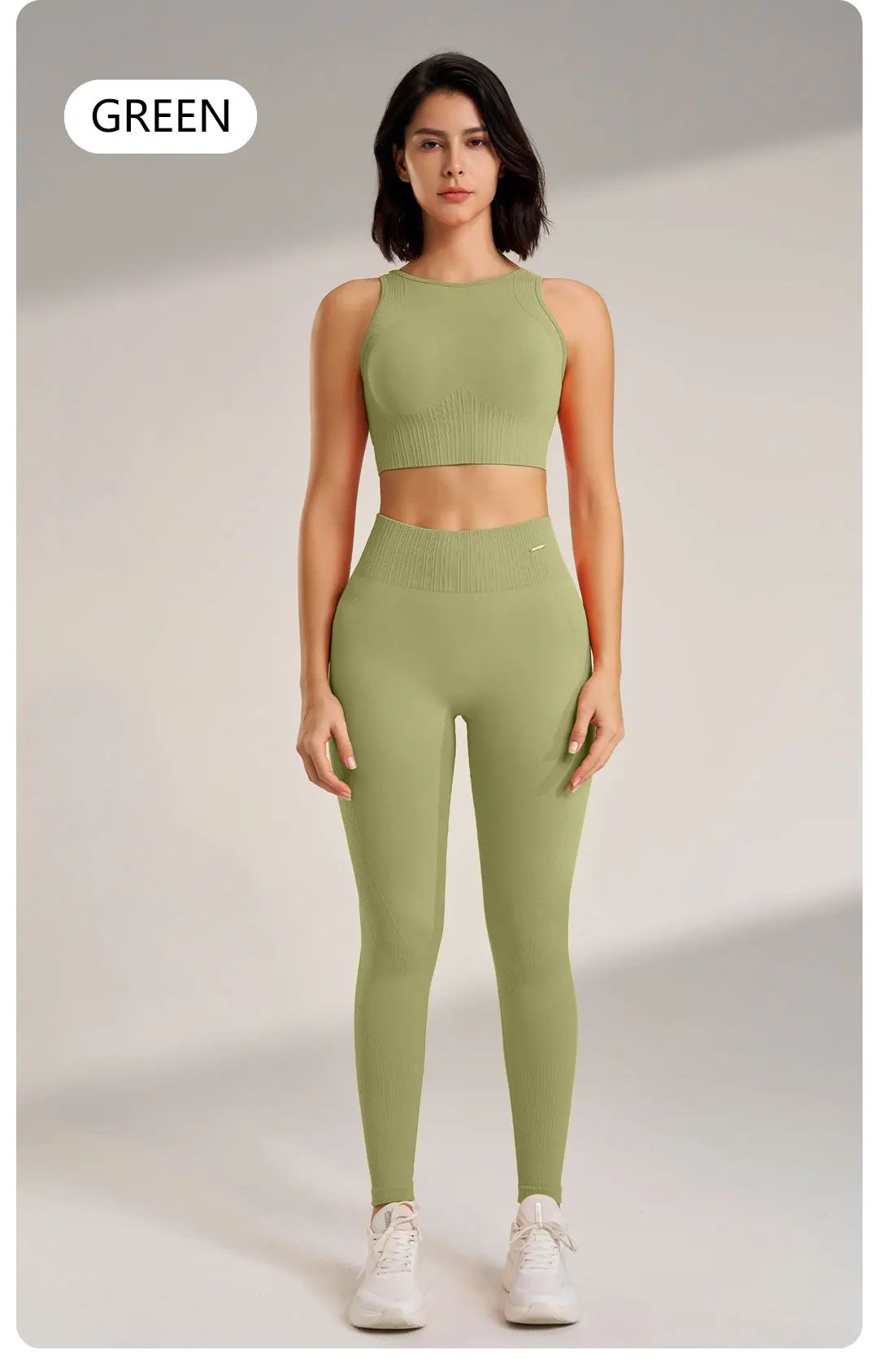 Women’s High-Waisted Yoga Set – Seamless Leggings & Top for Fitness