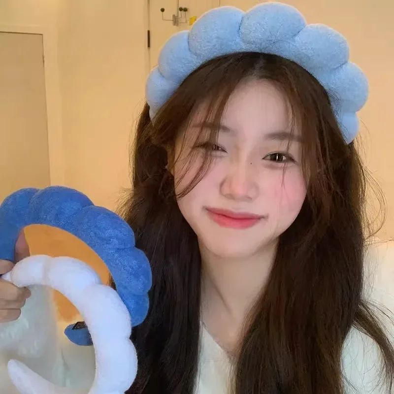Fashion Sponge Headband for Women - Puffy Hair Band, Retro Terry Cloth Makeup Hair Accessory