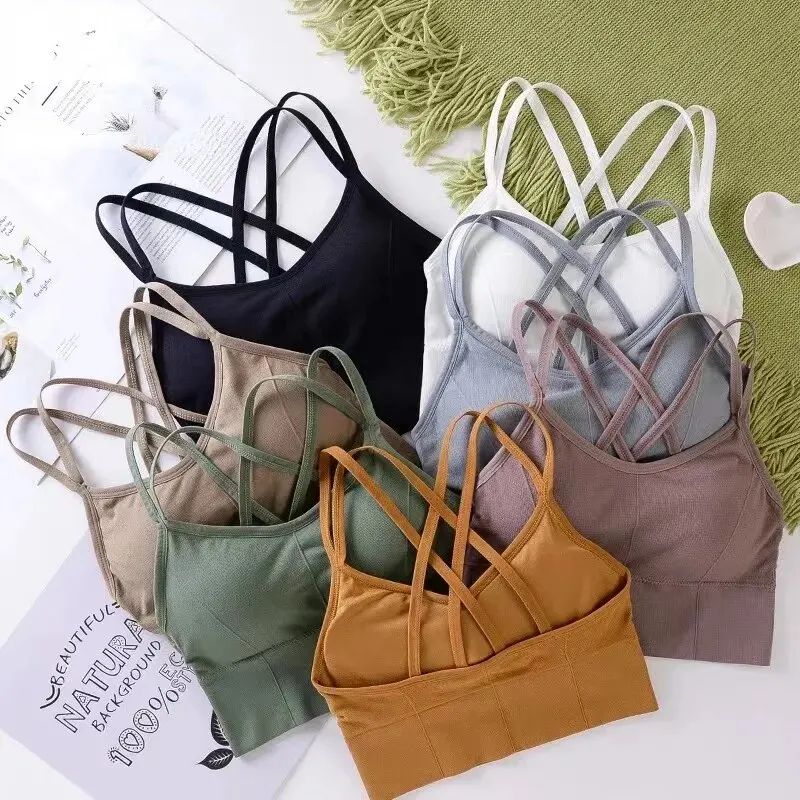 Sexy Back Cross Strap Sports Bra - Push-Up, Breathable, Soft Yoga Top