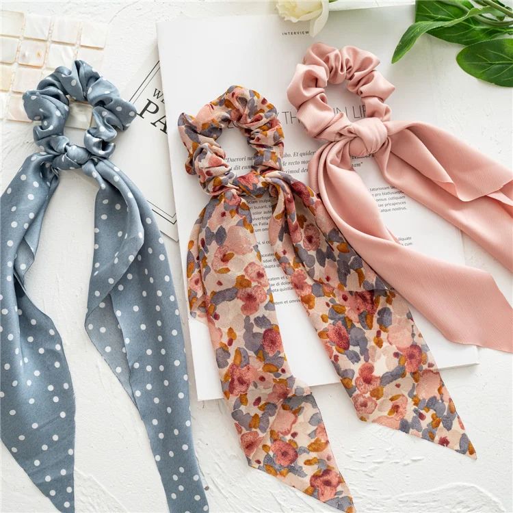 Leopard Print Bow Satin Hair Tie Scrunchies - Elastic Ponytail Band for Women & Girls