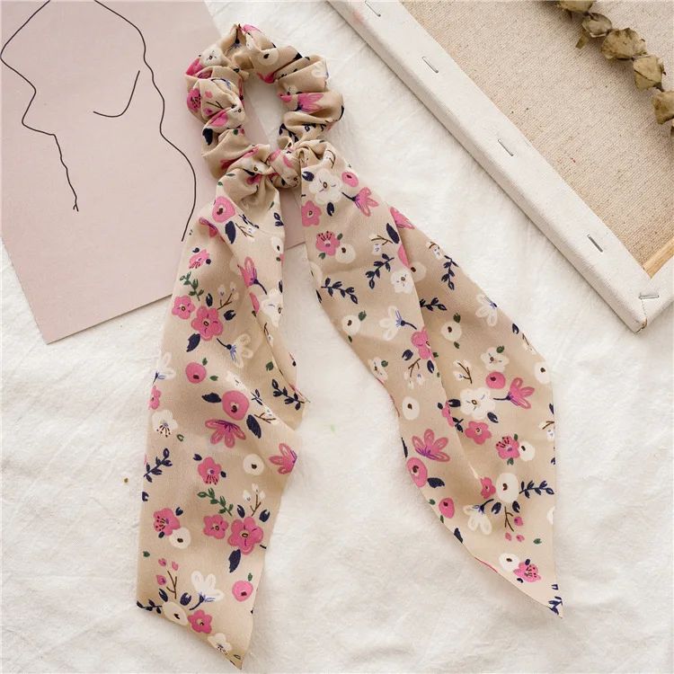Leopard Print Bow Satin Hair Tie Scrunchies - Elastic Ponytail Band for Women & Girls