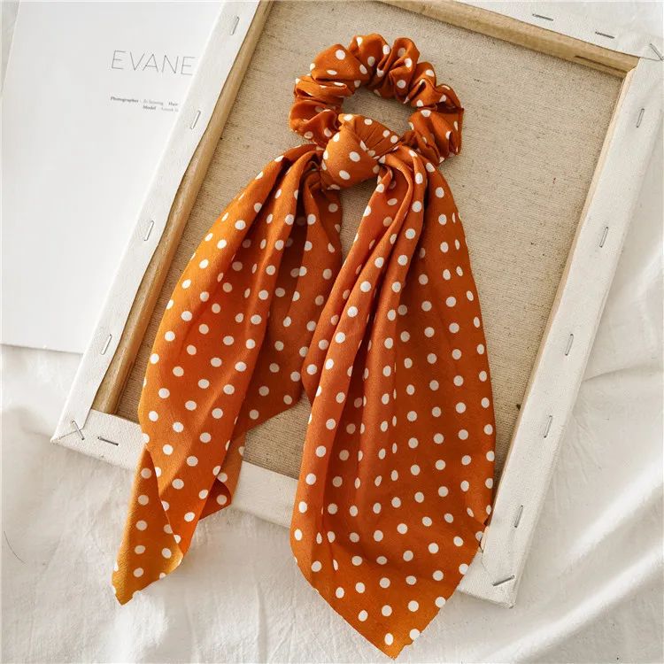 Leopard Print Bow Satin Hair Tie Scrunchies - Elastic Ponytail Band for Women & Girls