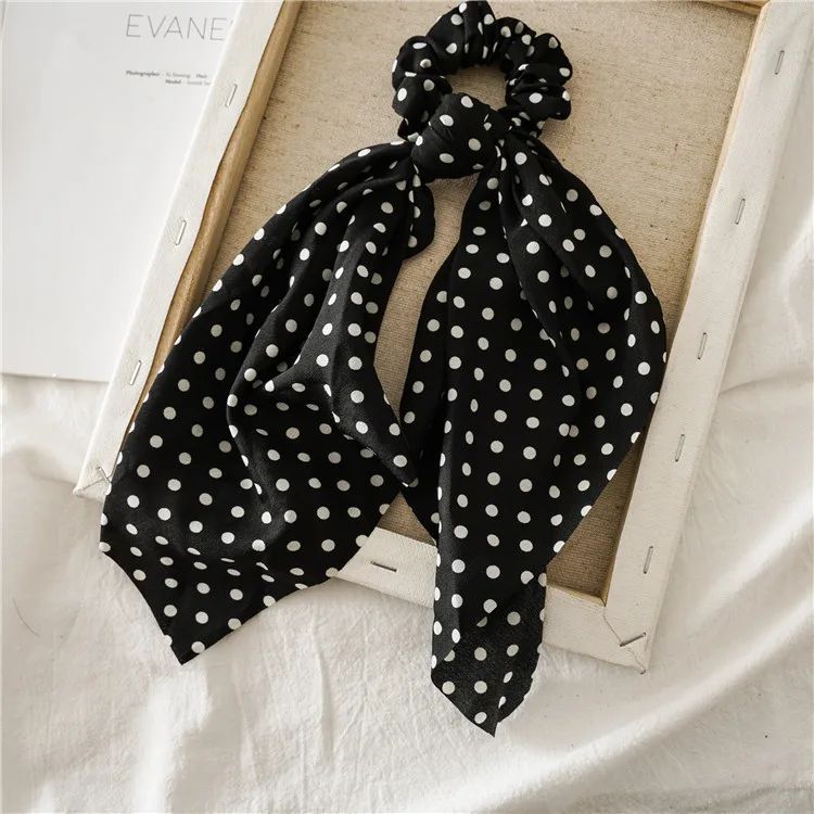 Leopard Print Bow Satin Hair Tie Scrunchies - Elastic Ponytail Band for Women & Girls