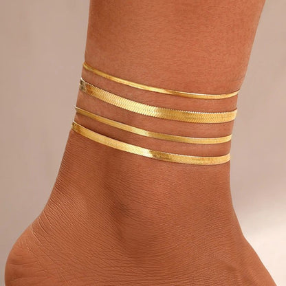 Bohemian Rice Beads Anklet Set - Starfish Pendant, Sea Shell Multilayer Foot Jewelry
