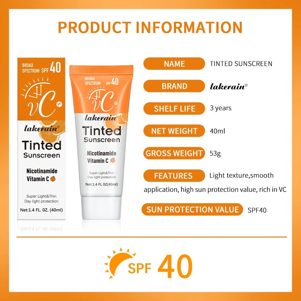 SPF 40 Tinted Moisturizing Sunscreen Cream - UV Protection, Anti-Aging Makeup Base