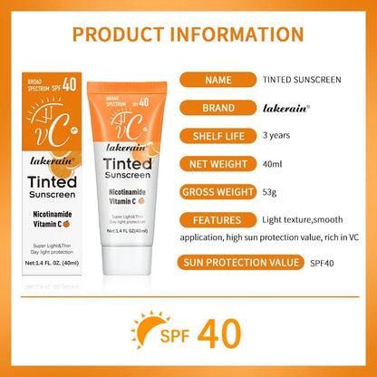SPF 40 Tinted Moisturizing Sunscreen Cream - UV Protection, Anti-Aging Makeup Base