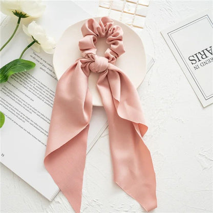 Leopard Print Bow Satin Hair Tie Scrunchies - Elastic Ponytail Band for Women & Girls