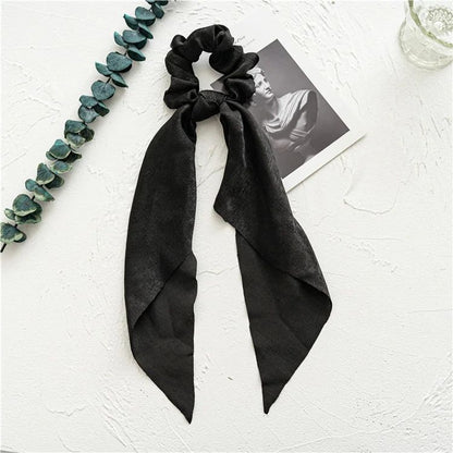 Leopard Print Bow Satin Hair Tie Scrunchies - Elastic Ponytail Band for Women & Girls