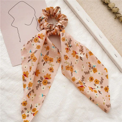 Leopard Print Bow Satin Hair Tie Scrunchies - Elastic Ponytail Band for Women & Girls