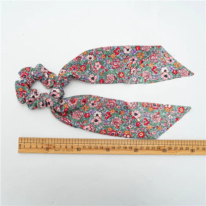 Leopard Print Bow Satin Hair Tie Scrunchies - Elastic Ponytail Band for Women & Girls