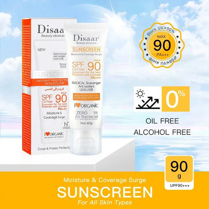 Disaar Sunscreen Cream SPF 90 - UV Protection, Moisturizing Sunblock for Face & Body