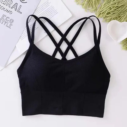 Sexy Back Cross Strap Sports Bra - Push-Up, Breathable, Soft Yoga Top