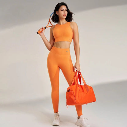 Women’s High-Waisted Yoga Set – Seamless Leggings & Top for Fitness