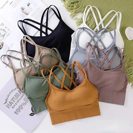Sexy Back Cross Strap Sports Bra - Push-Up, Breathable, Soft Yoga Top