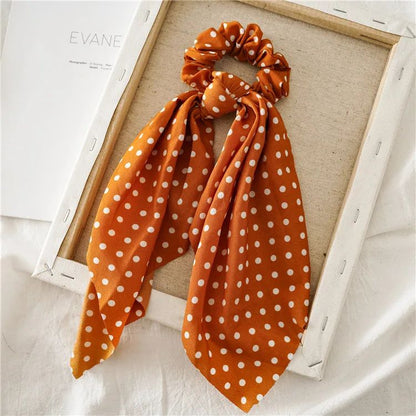 Leopard Print Bow Satin Hair Tie Scrunchies - Elastic Ponytail Band for Women & Girls