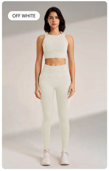 Women’s High-Waisted Yoga Set – Seamless Leggings & Top for Fitness