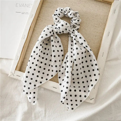 Leopard Print Bow Satin Hair Tie Scrunchies - Elastic Ponytail Band for Women & Girls